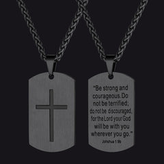 Colar masculino Christian Joshua com 19 pingentes de cruz e placa de identificação