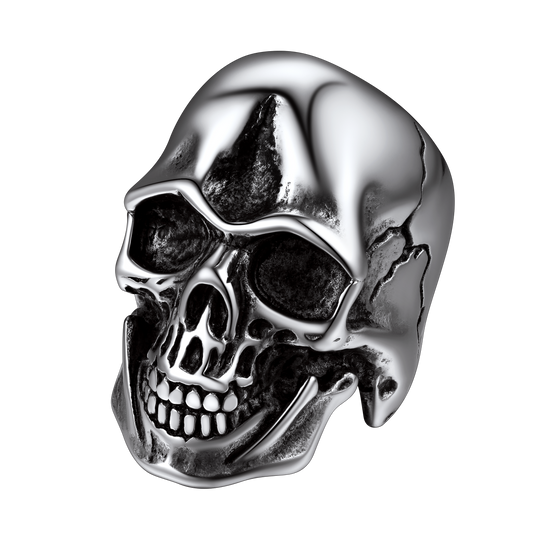 Anel de caveira de motociclista gótico de aço inoxidável masculino