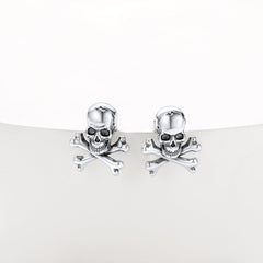Punk Totenkopf-Ohrstecker mit gekreuzten Knochen für Männer