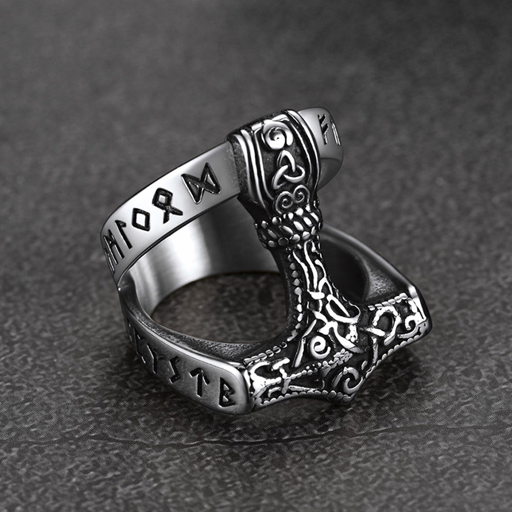Viking Mjolnir Thors Martelo Anel Rune Homens