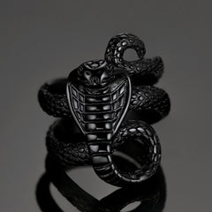 Anel de cobra gótico punk masculino