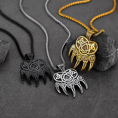 Colar Viking com Pata de Urso e Nó Celta Masculino