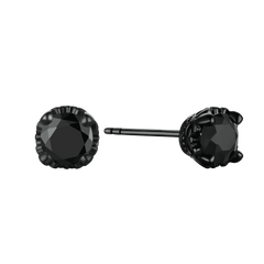 Sterling Silber Schwarze Zirkonia Ohrstecker für Männer