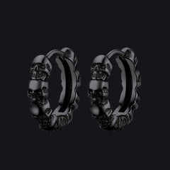 Brincos de argola Huggie com caveira gótica para homens e mulheres