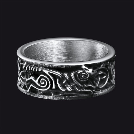 Anel masculino de lobo celta nórdico viking