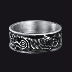 Anel masculino de lobo celta nórdico viking