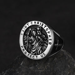St Christopher Stainless Steel Ring Men