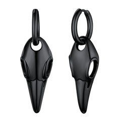 Brincos de argola pendentes com caveira de corvo gótico para homens e mulheres