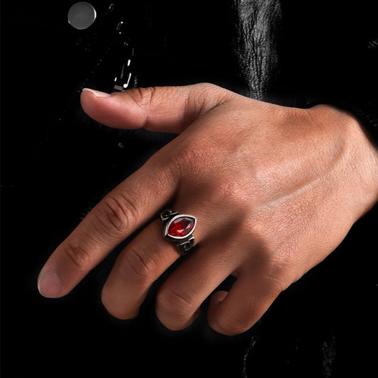 Vintage Celtic Ruby Ring Men in Stainless Steel