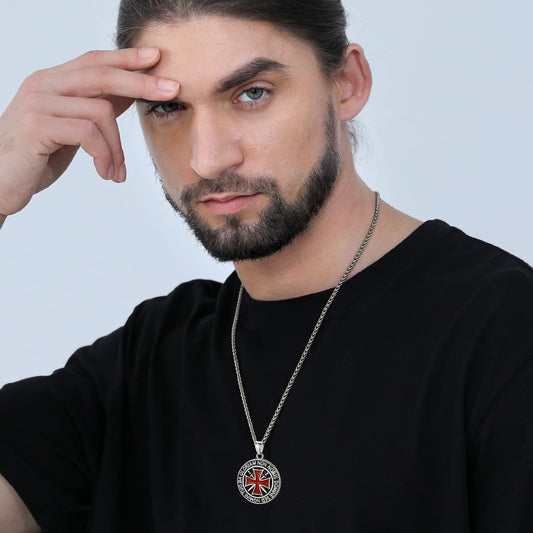 Tempelritter Kreuz Medaillon Halskette Herren