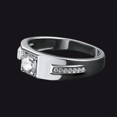 Anel de ônix preto masculino com diamante em prata esterlina