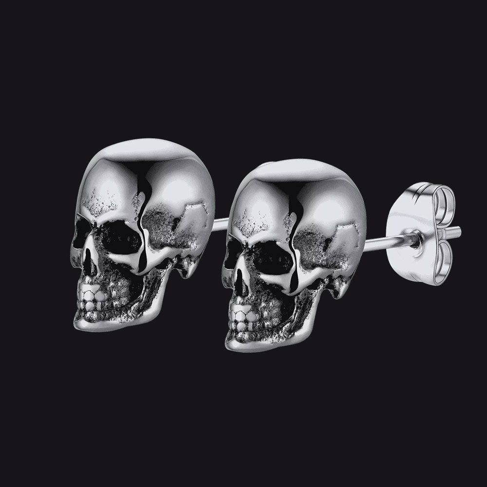 Brincos de caveira góticos punk para homens