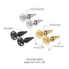 Tree of Life Stud Earrings Set for Men 3 Pairs