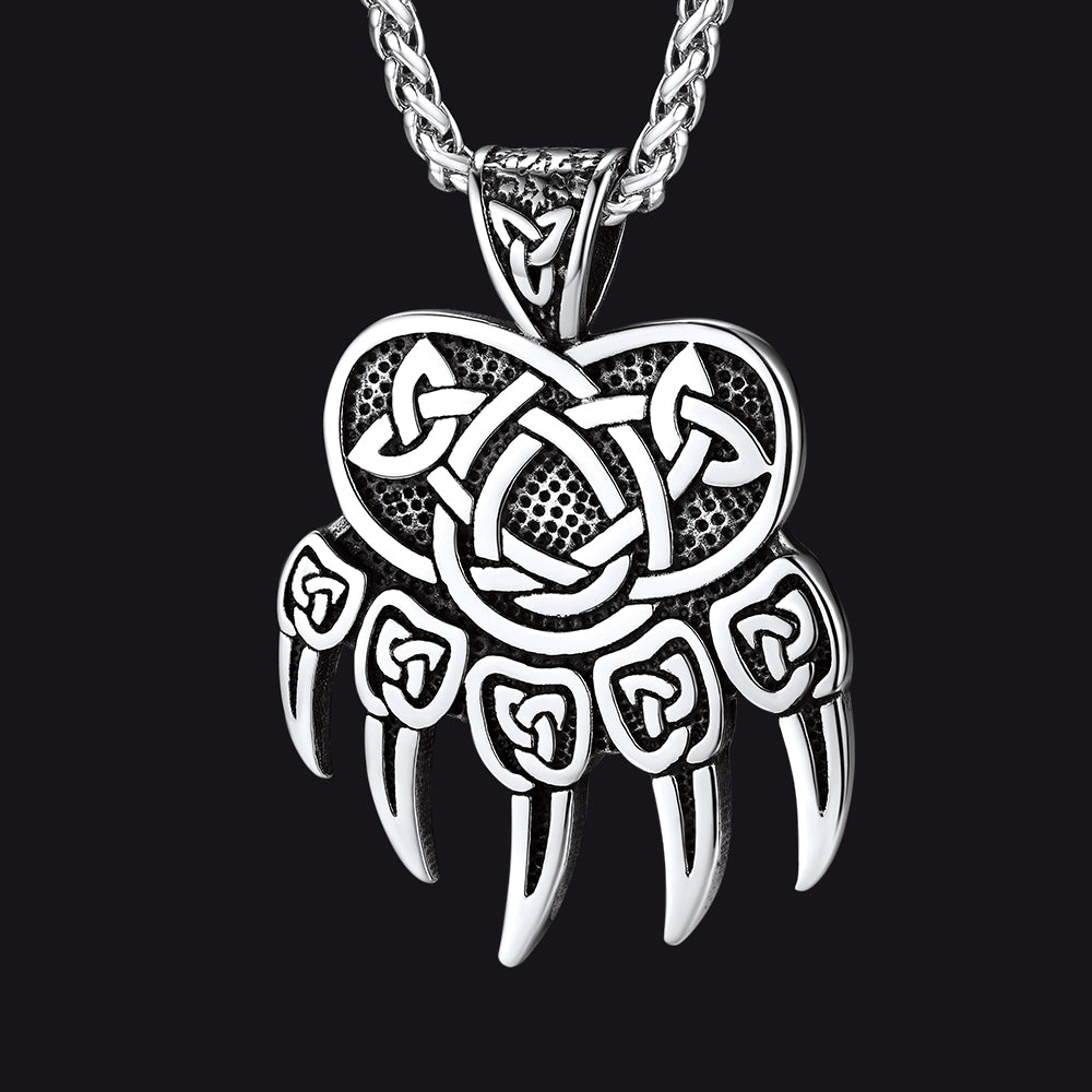 Colar Viking com Pata de Urso e Nó Celta Masculino