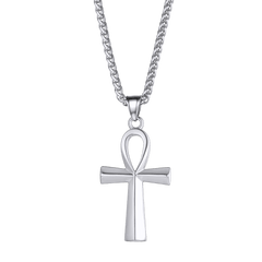 Colar de cruz egípcia copta Ankh para homens e mulheres