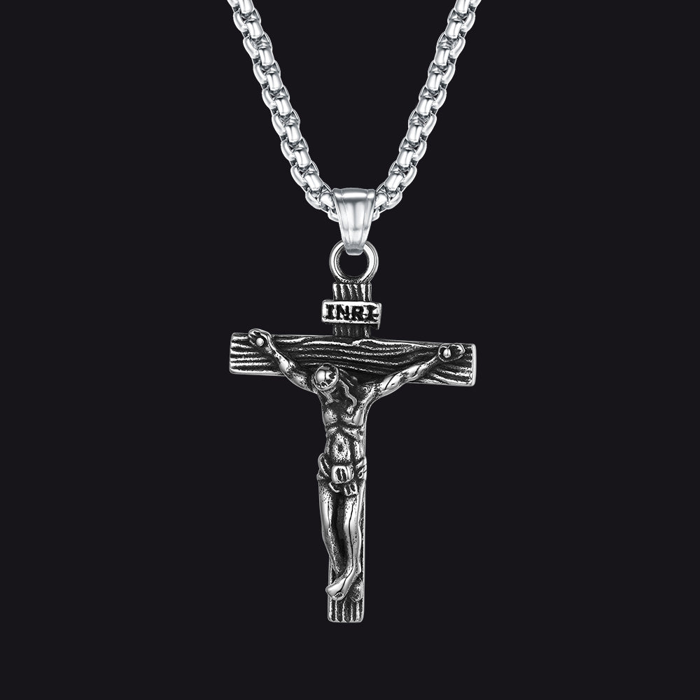 Colar católico com crucifixo e pingente de Jesus para homens e mulheres