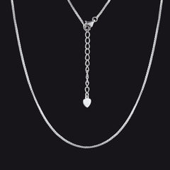 Sterling Silver Slim Box Chain Necklace for Women 1MM Width