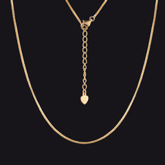 Sterling Silver Slim Box Chain Necklace for Women 1MM Width