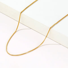 Sterling Silver Slim Box Chain Necklace for Women 1MM Width