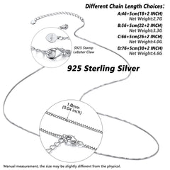 Sterling Silver Slim Box Chain Necklace for Women 1MM Width