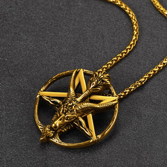 Colar de pentagrama de cabra satânico Baphomet para homens e mulheres
