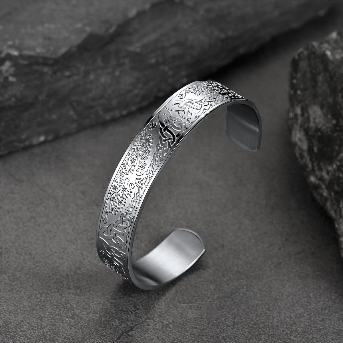 Pulseira de joia viking gravada, pulseira de árvore celta da vida