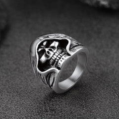 Anel de caveira gótica Grim Reaper masculino em aço inoxidável