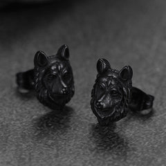 Norse Viking Wolf Stud Earrings For Men