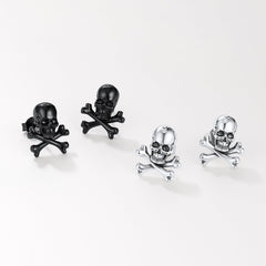 Punk Totenkopf-Ohrstecker mit gekreuzten Knochen für Männer