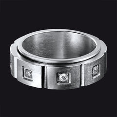 Mens Zircon Rotatable Ring Stainless Steel