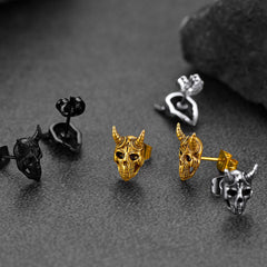 Brincos de Caveira de Cabra Satânica para Homens