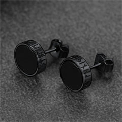 Brincos de pino Viking Rune de prata esterlina com runas Viking Rune de ônix preto para homens