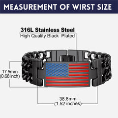 Armband mit kubanischer Gliederkette mit amerikanischer Flagge und 8 mm Breite