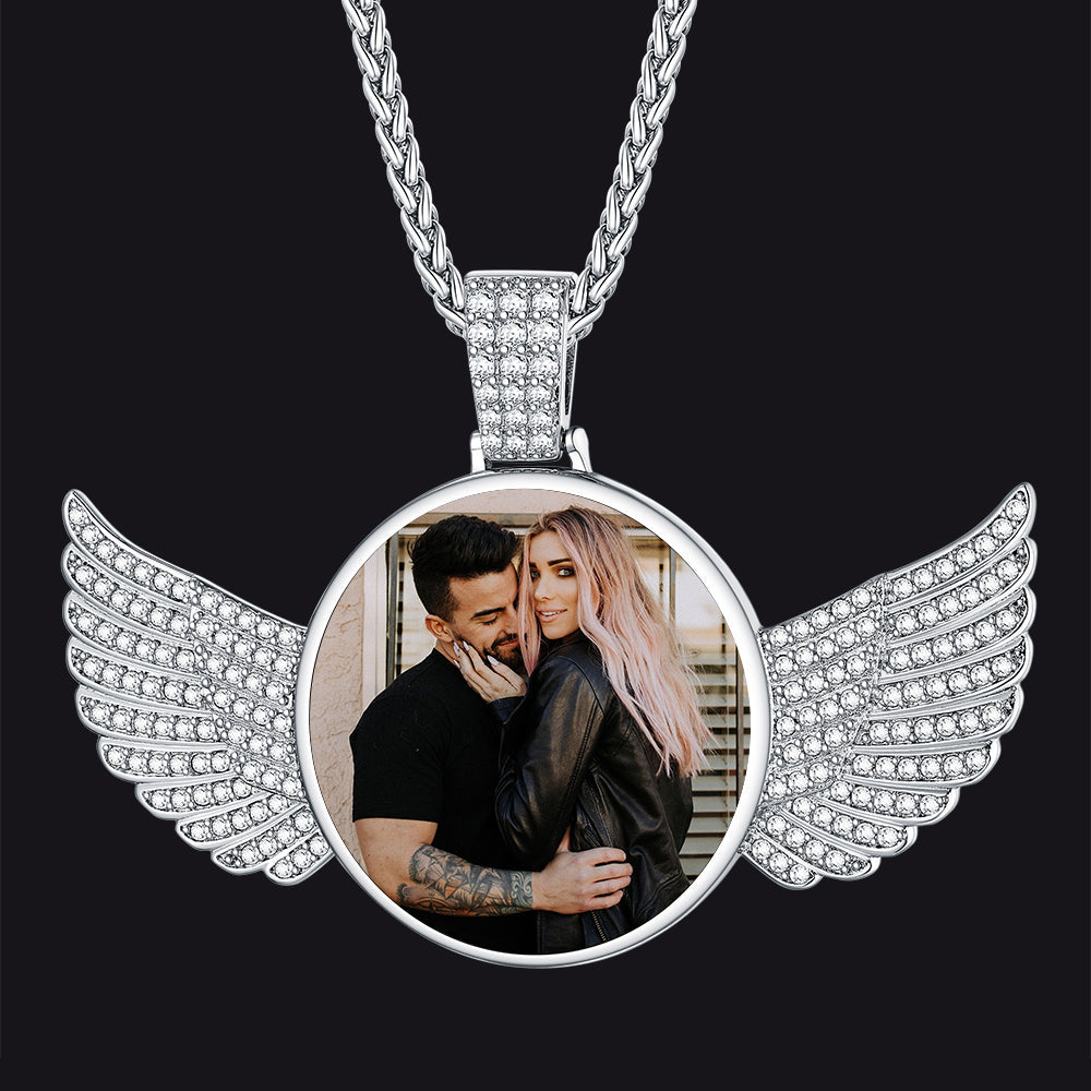 Colar com imagem de asas de anjo personalizadas, presente memorial para homens e mulheres