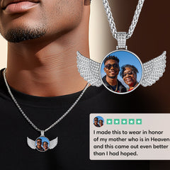 Colar com imagem de asas de anjo personalizadas, presente memorial para homens e mulheres