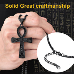 Ägyptisches Ankh-Kreuz Halskette Anhänger Hieroglyphen Männer