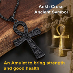 Ägyptisches Ankh-Kreuz Halskette Anhänger Hieroglyphen Männer