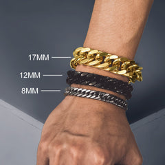 Armband mit kubanischer Gliederkette, 8/12/17 mm Breite