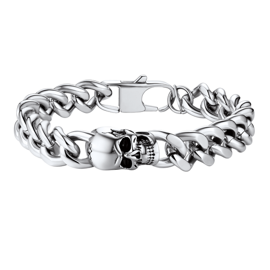 Gothic Heavy Cuban Chain Skull in Edelstahlarmband