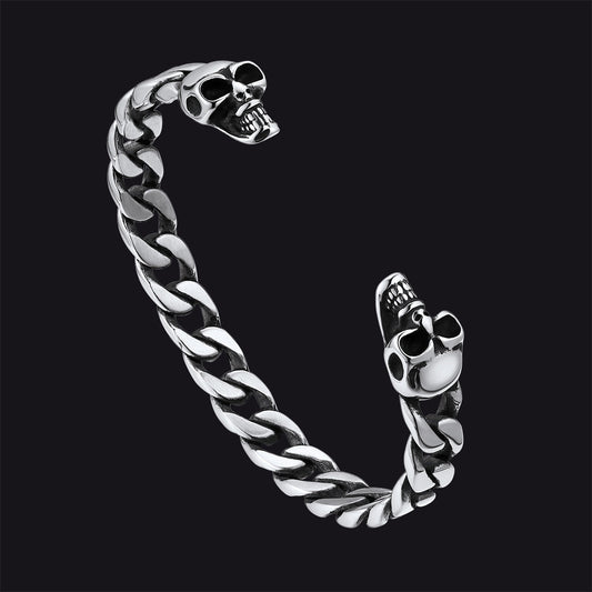 Gothic Totenkopf Skelett Kopf Kubanische Kette Manschettenarmband