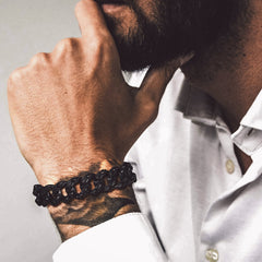 Pulseira de corrente cubana com caveira robusta e pesada, 16 mm de largura