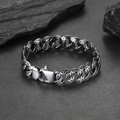 Pulseira de corrente cubana robusta celta de aço inoxidável