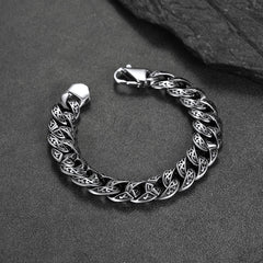 Pulseira de corrente cubana robusta celta de aço inoxidável