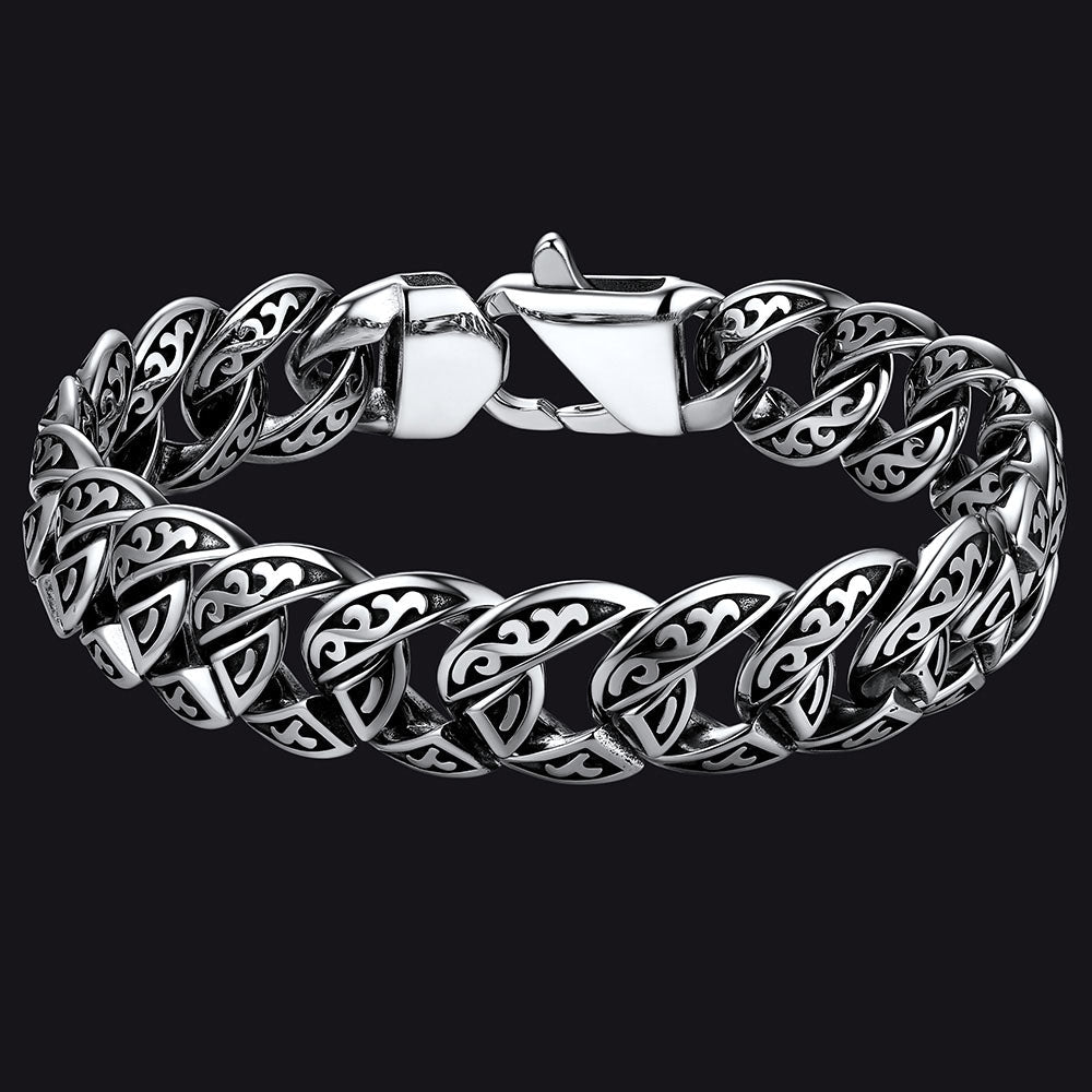 Pulseira de corrente cubana robusta celta de aço inoxidável