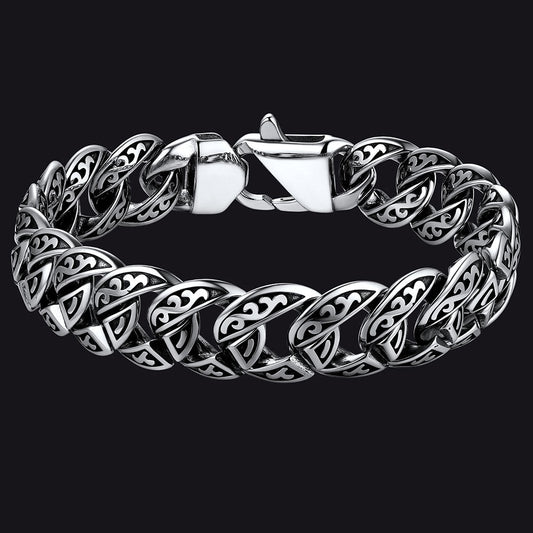 Pulseira de corrente cubana robusta celta de aço inoxidável