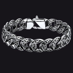Pulseira de corrente cubana robusta celta de aço inoxidável