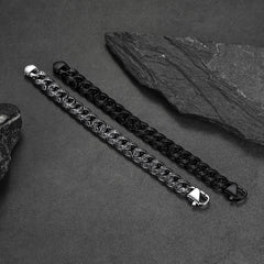 Pulseira de corrente cubana robusta celta de aço inoxidável