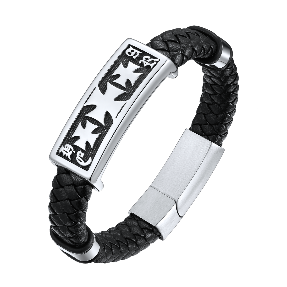 Pulseira de couro com cruz dos Cavaleiros Templários Cristãos