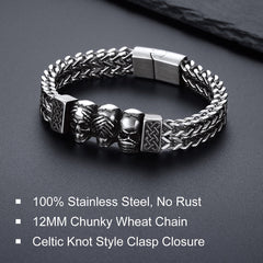 Gothic Totenkopf Keltischer Knoten in Edelstahl Armband
