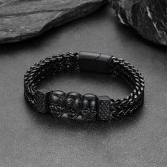 Gothic Totenkopf Keltischer Knoten in Edelstahl Armband